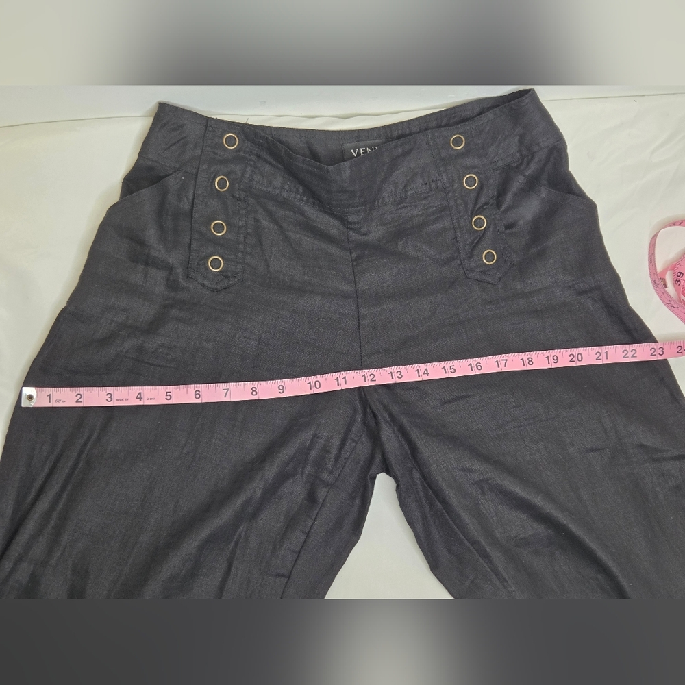 VENUS Size 14 The Luna Fit Black Trousers 100% Linen - Picture 8 of 11